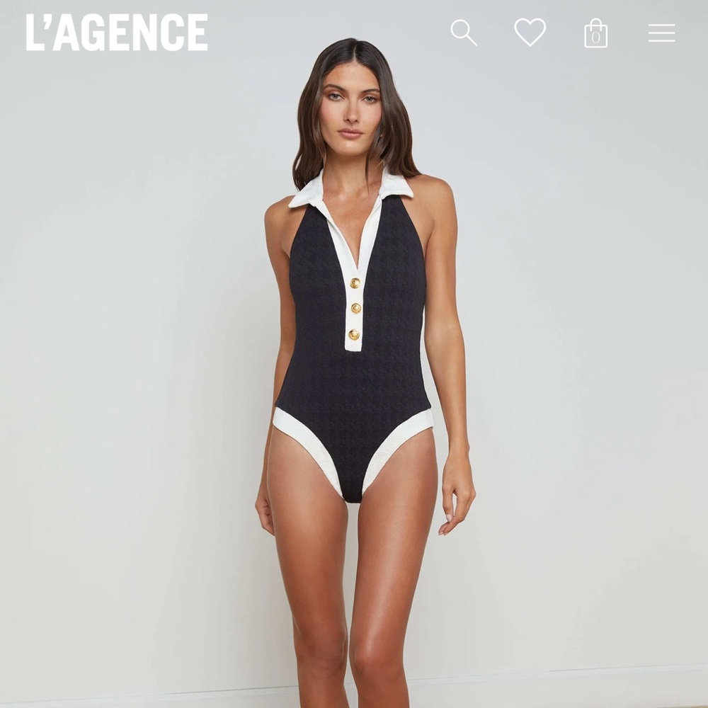 L'AGENCE Black and White Swimsuit